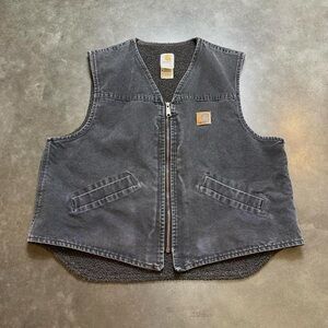 Vintage Carhartt Fleece Lined Canvas Vest Workwear Sz XL